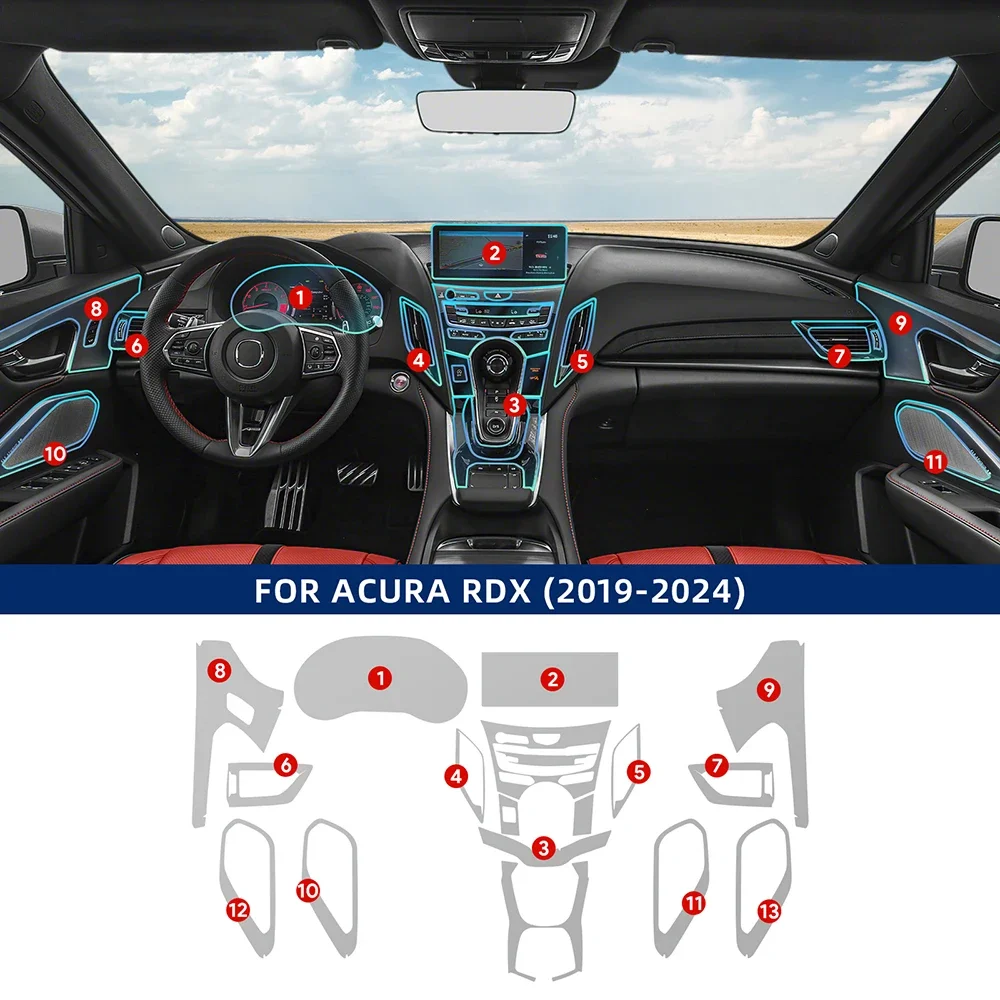 Protector de Pantalla de Navegación para Auto ACURA RDX 2019 2020 2021 2022 2023 2024, Película Protectora de TPU para la Cubierta de la Caja de Cambios, Antiarañazos para Interiores