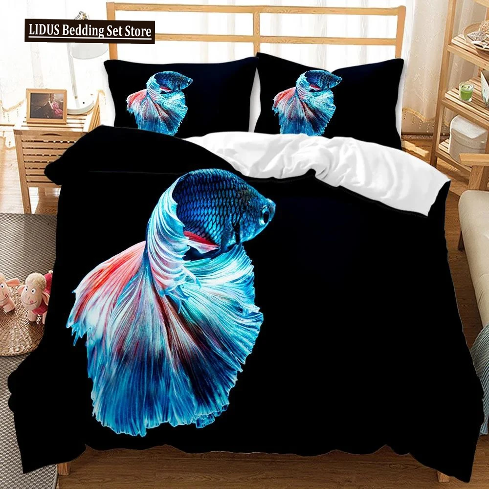 

Ocean Fish Duvet Cover Set Ocean Animals Fishes Theme Bedding Set Pillowcase Twin Double Queen King Size Polyester Qulit Cover