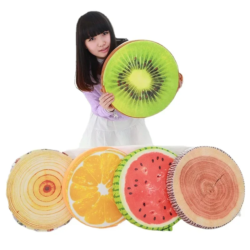 [ Funny] 40cm 3D Fruit Orange/Kiwi/watermelon/stump cotton toy doll model office Sofa car Cushion plush Stuffed Toy hold Pillow