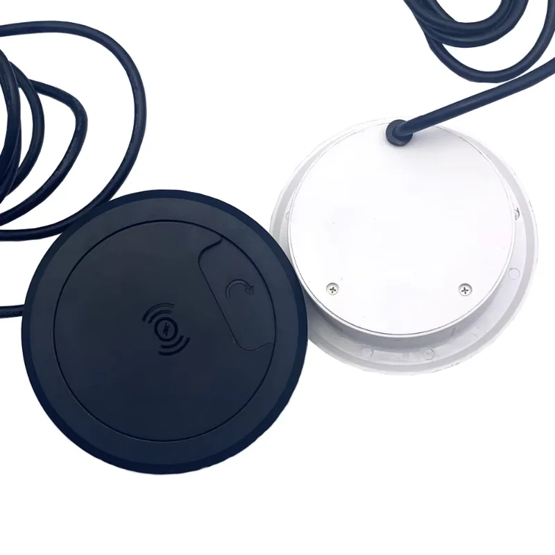 High Quality Black Round Wireless Charging Desk Wireless Headphone Wireless Charging Embedded 10w Desktop Grommet Power