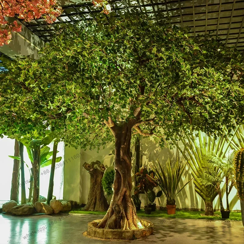 FG simulated tree large indoor simulated green plant banyan tree shopping mall hotel fake tree landing landscape potted plant