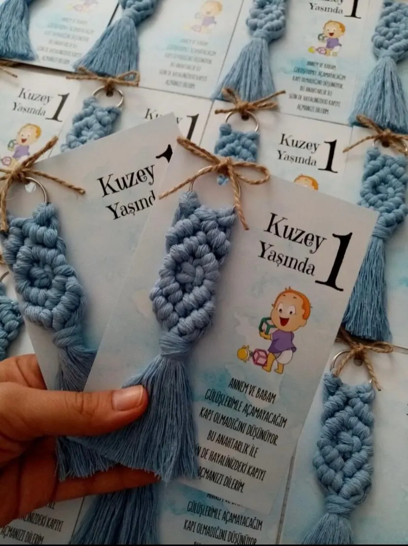 Handmade İsme Special Card Macrame Keychain Wedding Party Engagement 50 PCs Each Kind Of Organization And At the Event With You