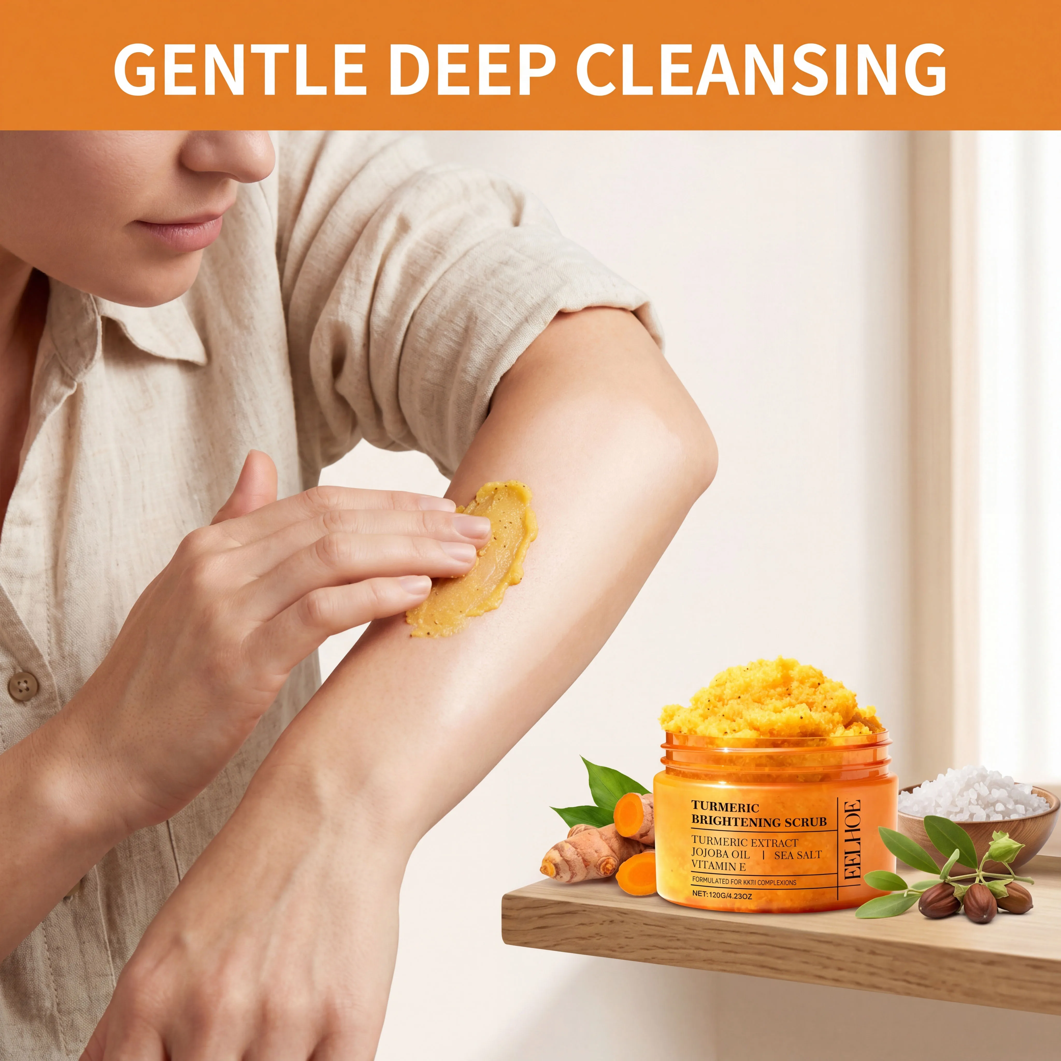 Turmeric Body Scrub Exfoliator Gentle Cleansing Smooth Hydrating Brightening Natural Dead Skin Remover All Skin Types Body Care