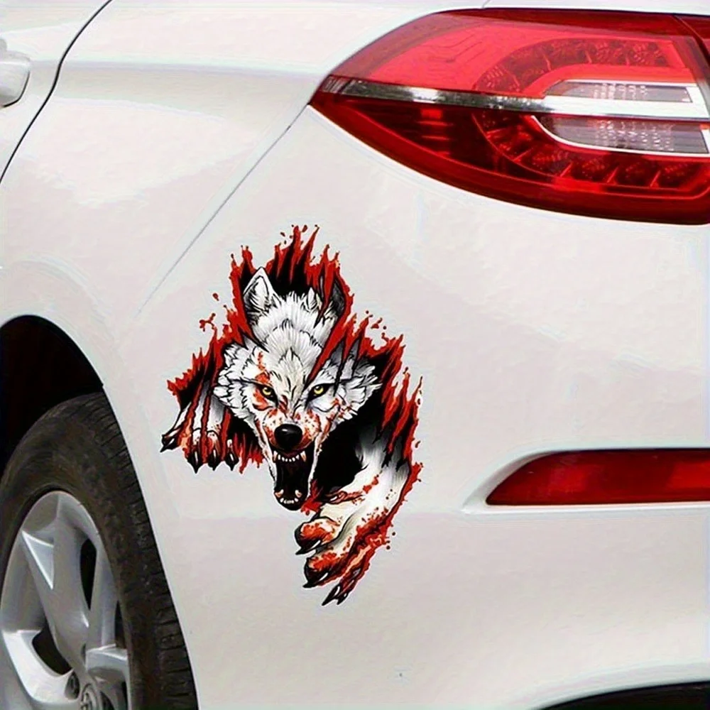 2Pcs/set Wolf Head Vinyl Sticker Realistic Waterproof Self-Adhesive Decal for Motorcycle Helmet Car Truck Window