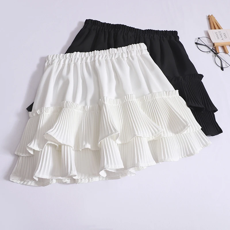 

Sweet pleated skirts women 2024 spring summer new patchwork cake skirt high waist mini skirt