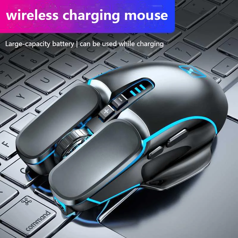 Imagem -02 - sem Fio Recarregável Mecânica Gamer Mouse 2.4g 6d 3500dpi Notebook Desktop Laptop Acessórios Preto Branco