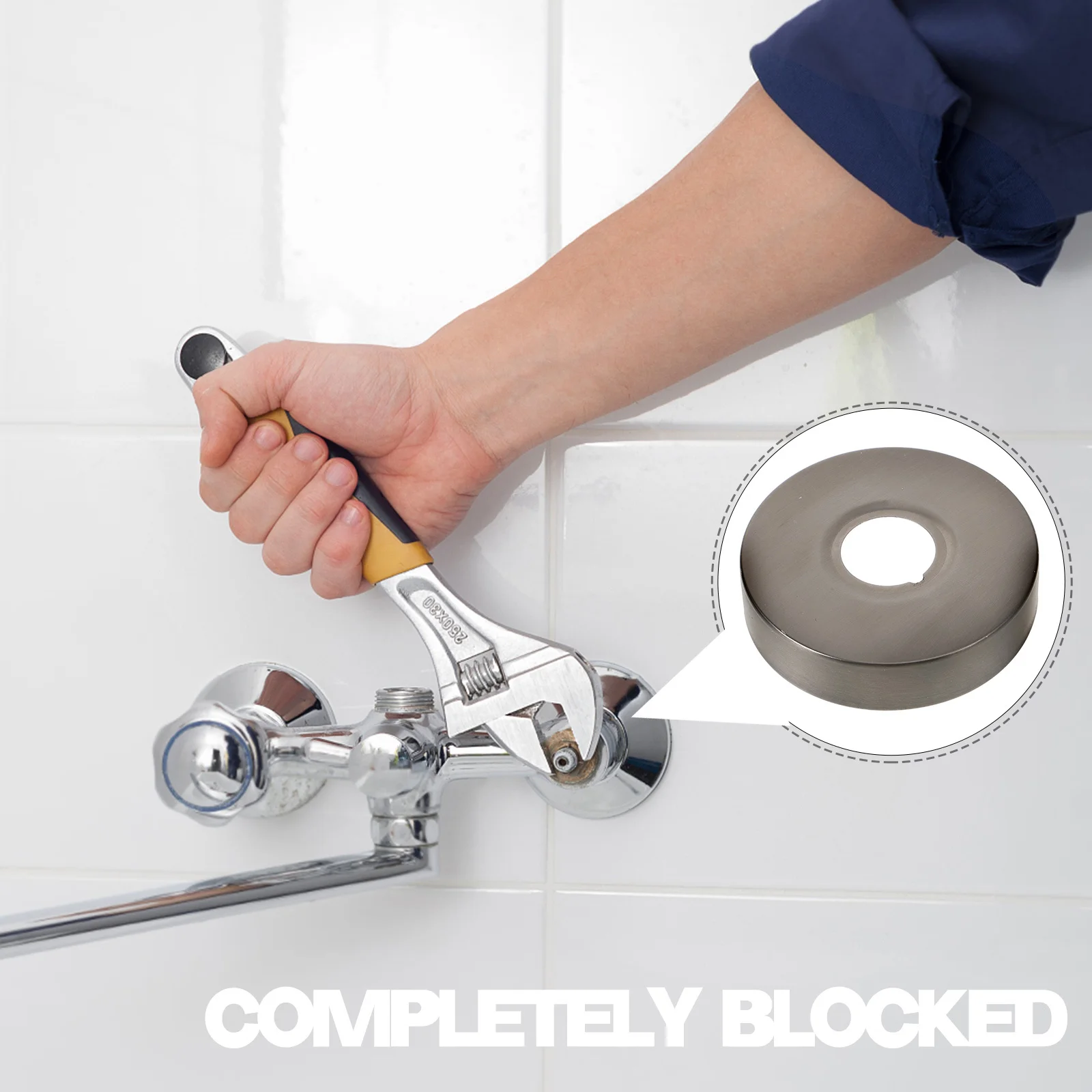 

2pcs Shower Flange Cover Plate Extended Durable Waterproof For Bathtub Hair Wash Easy Install Shower Arm Hole Cover Plumbing Gap