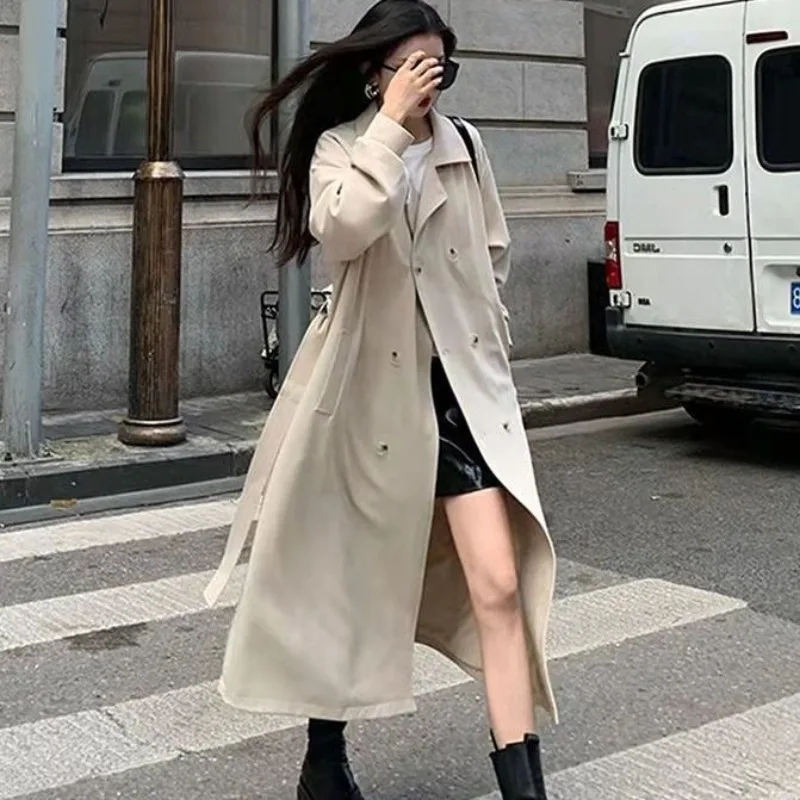 Solid Color Simple Trench Coat Medium and Long 2026 Popular Spring and Autumn New Temperament Loose and Thin Casual Coat