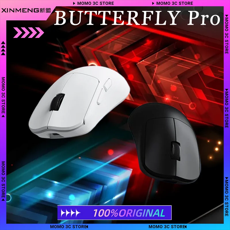 XINMENG BUTTERFLY Pro Gaming Mouse Tri-mode Wireless 4k Polling Rate Paw3395 Sensor Nordic52833 Chip Lightweight Esports Gamer M