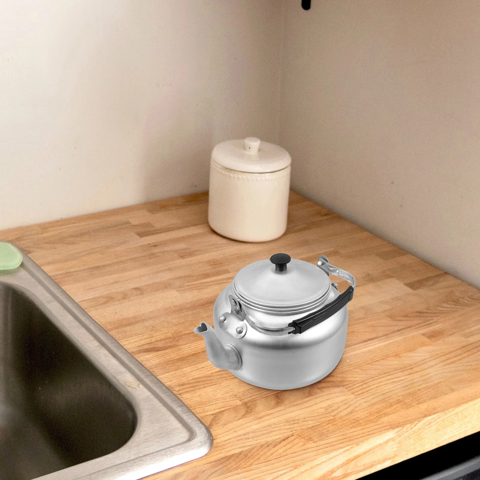 

1pcs 1.2L Aluminum Teapot Small Portable Tea Kettle For Home Office Camping Coffee Water Metal Pot Handle Lid Kitchen Barware