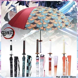 Anime Demon Slayer Katana Umbrella Kimetsu No Yaiba Giyuu Parasol Demon Slayer Tanjirou Shinobu Katana Sword Umbrellas Rain Gear