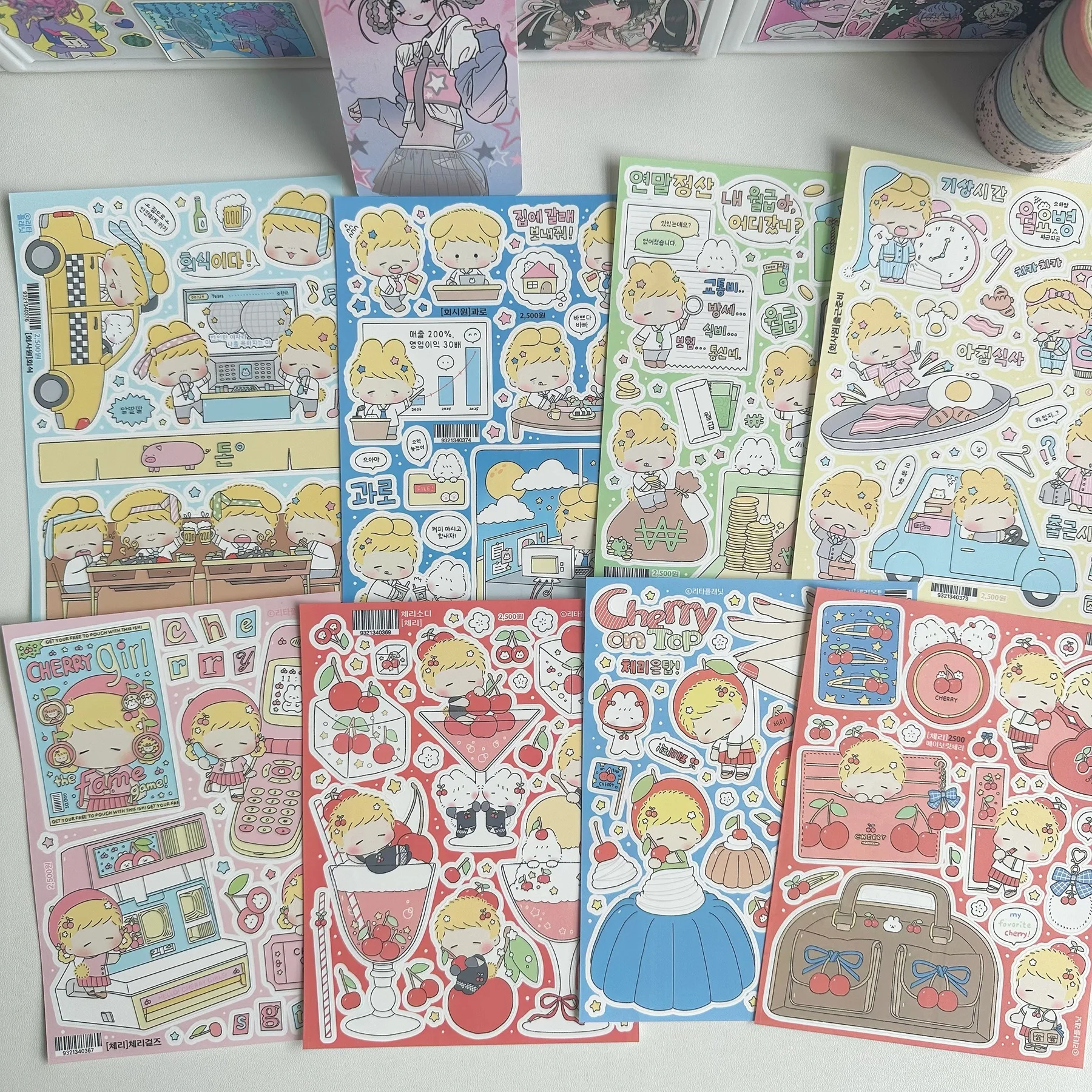 1/8PCS Korean Cute Cartoon Girl Stickers Ipad Phone Case Hand Account Diary Notebook Scrapbook DIY Decorative Stickers