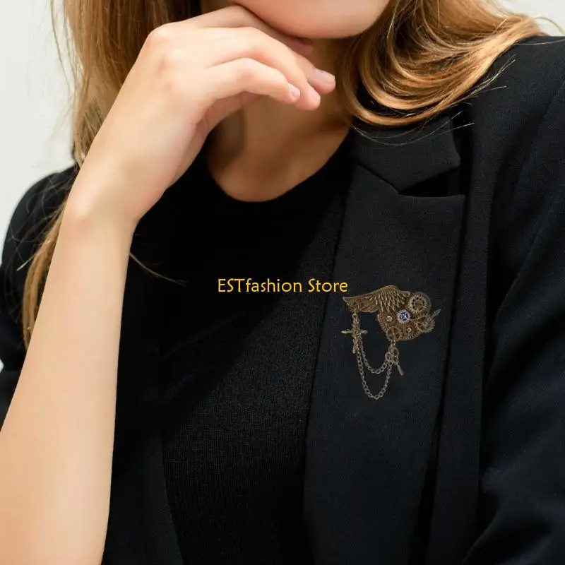 Y5GC-broche Steampunk para niña, broche elegante para fiesta, disfraz carnaval, Pin solapa, pasadores para