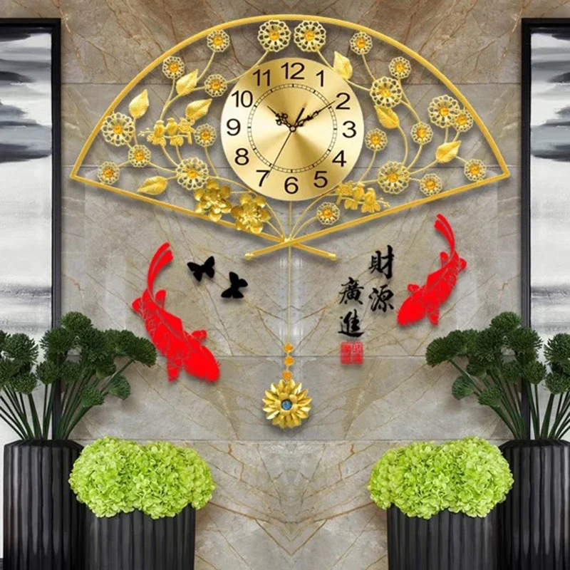 Interior Chinese Style Wall Watch Kitchen Living Room Digital Xenomorph Clock Wall Big Size Large Relogio De Parede Wall Decor