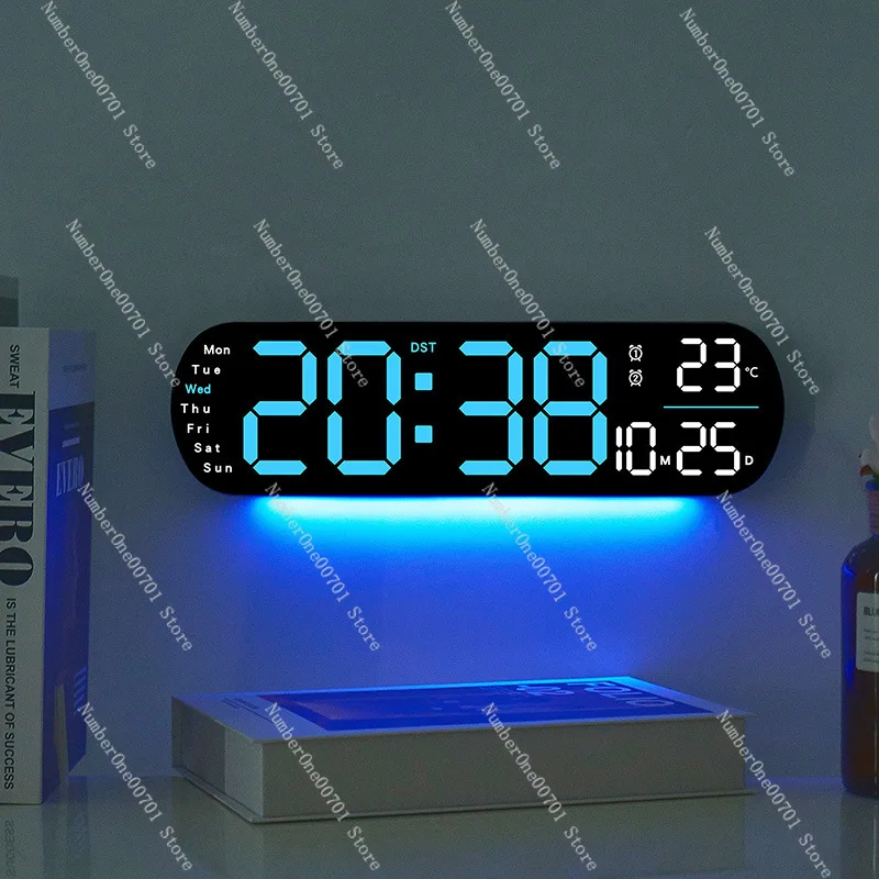 LED digital clock wall-mounted electronic alarm clock silent luminous large screen perpetual calendar clock