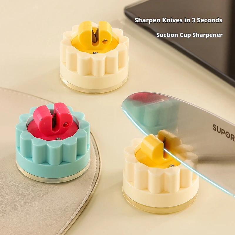 Dopamine Suction Cup Knife Sharpener, Household Sharp Sharpening Tool, Kitchen Double-Sided Whetstone, Knife Sharpening Artifact