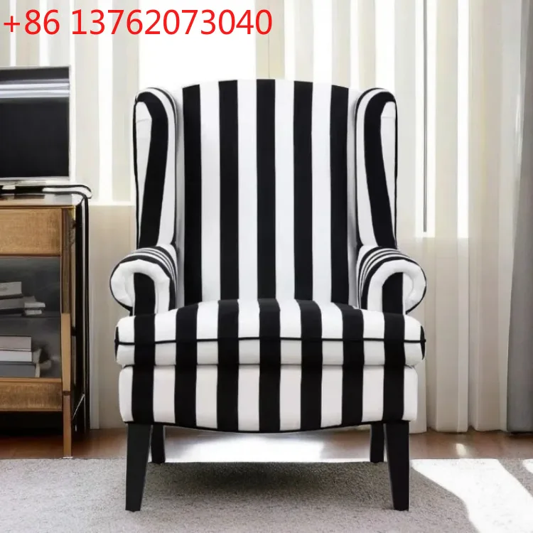 American simple fabric French retro light luxury living room black and white sofa recliner