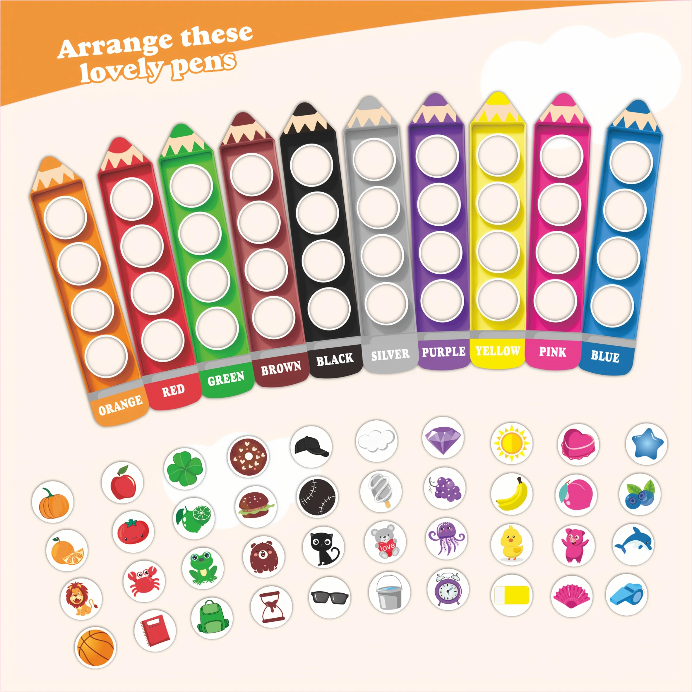حزم هدايا للحفلات متعددة البنافذ/10 ألوان مجموعة بطاقات كلمات جديدة على شكل قلم مغناطيسي - أداة تعلم الفرز والعد #3