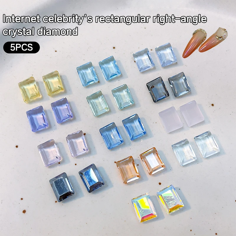 5pcs Nail Rectangular Right Angle Drill Rock Sugar Diamond Nail Jewelry Pointed Bottom Diamond Decoration