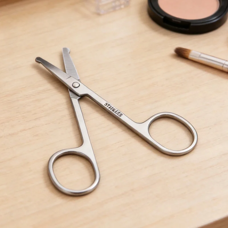 Edelstahl Runde Sicherheitsschere Augenbrauen-Make-up-Schere Schönheits-Nasenhaartrimmer Schere mit Scharfer Spitze