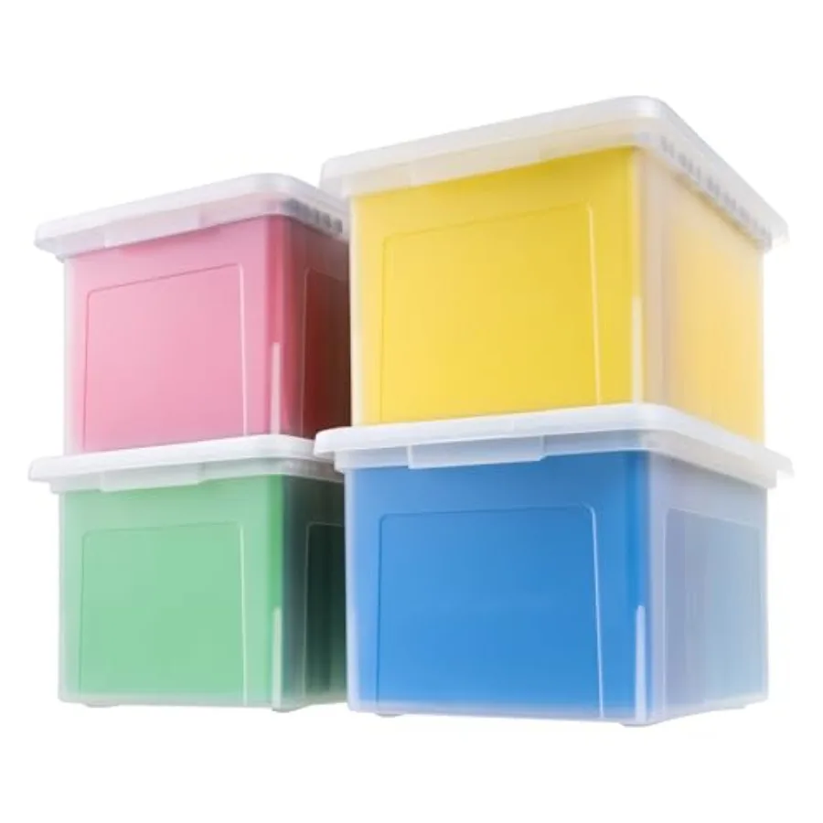 

File Box Plastic File Organizer with Lids for Letter/Legal File Portable Document Box For Moving Storage Bin with Durable and S