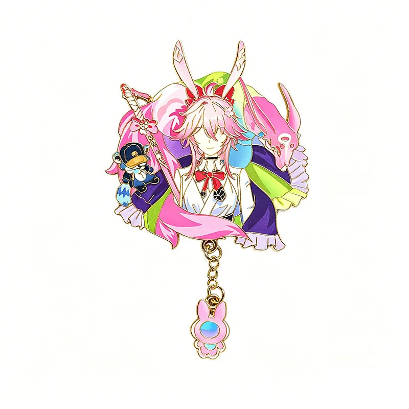 Genshin Impact Sakura Pendant Metal Enamel Pin Badge Fan Made Anime Game Brooch Collectible Gift