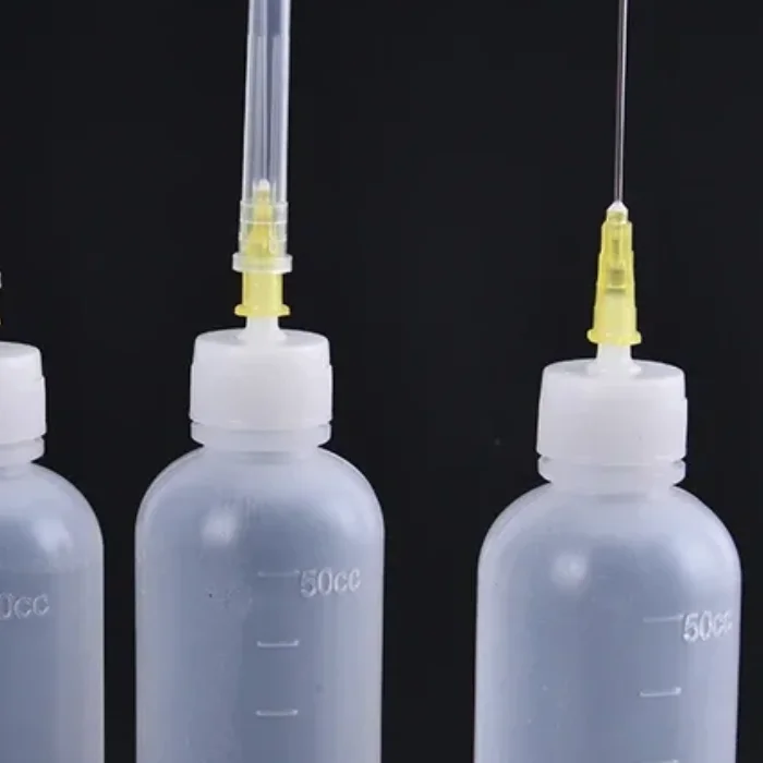

50ml 3pcs Transparent Polyethylene Needle Dispenser Dispensing Bottle For Rosin Solder Flux Paste + 3 Needles Tools