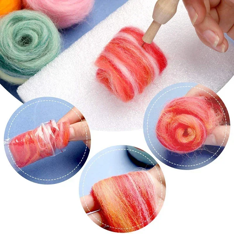 Lot de 20 fibres de laine de qualité supérieure, couleurs aléatoires, pour feutrage à l'aiguille, kit de fil à feutrer DIY pour projets de feutrage à l'aiguille