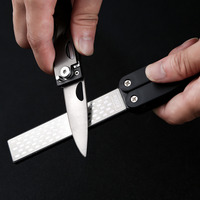 Portable Mini Knife Sharpener Folding Double-sided Knife Scissors Sharpening Stone Kitchen Outdoor Ceramic Diamond Fan Sharpener