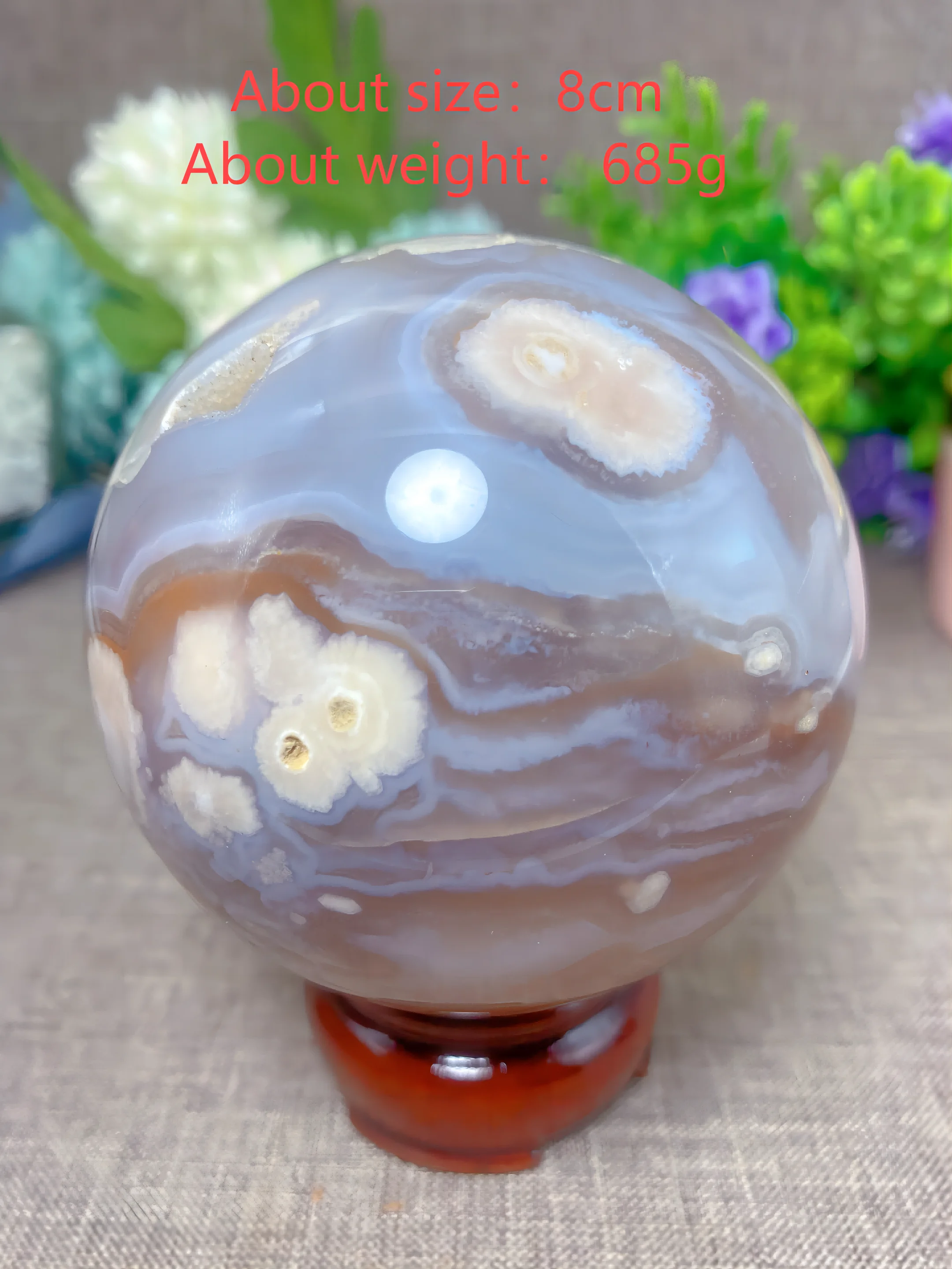 

Natural Flower Agate Ball Crystals Blue Flower Agate Sphere Druzy Polished Reiki High Quality Painting Room Decor Energy Gift