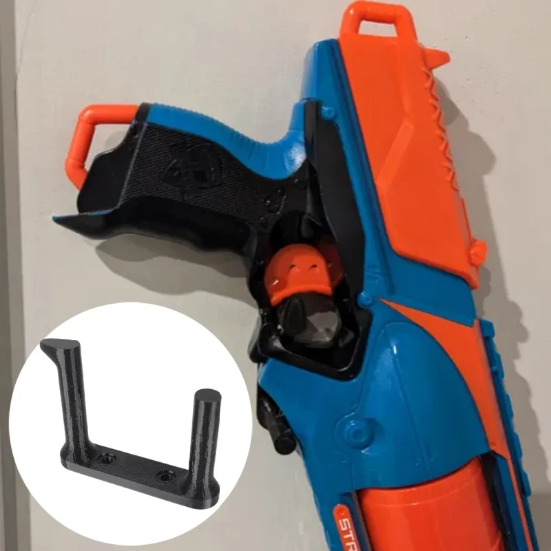 Suporte de parede preto para pistola nerf com furos de montagem, suporte resistente para armazenamento de pistola nerf n-strike elite series