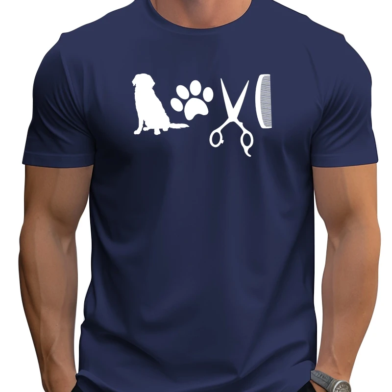 

Забавные футболки с надписью «Love Dog Grooming Groomer», хлопковая уличная одежда с короткими рукавами, подарки на день рождения, летняя футболка, мужская одежда