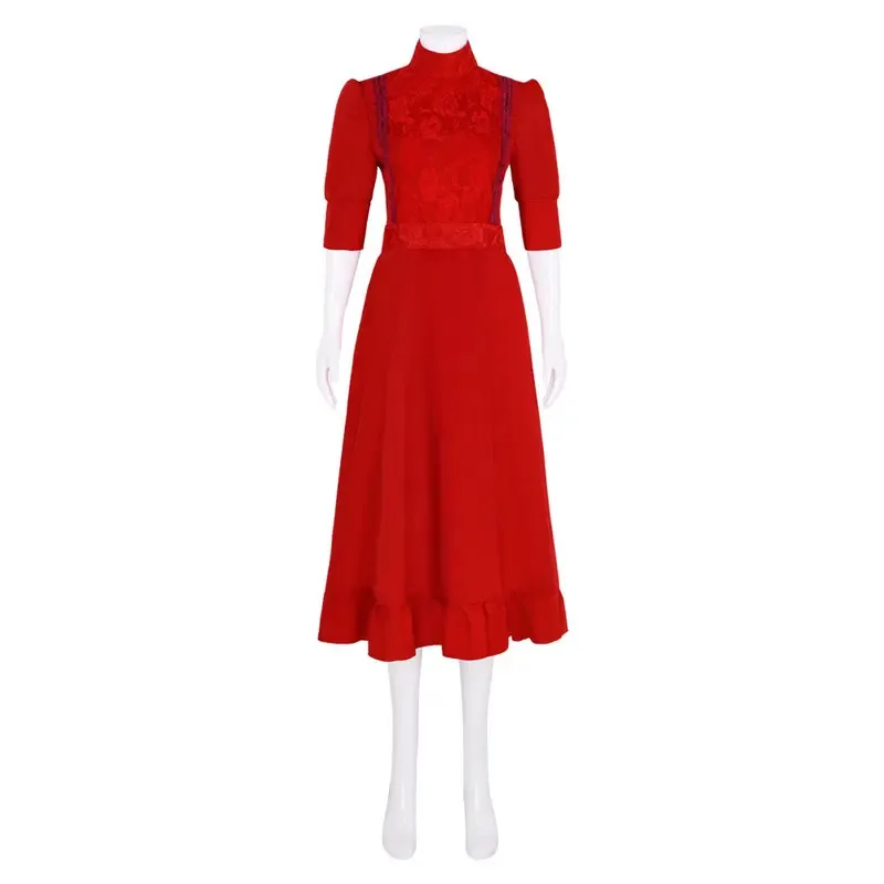 Adulto feminino vestido vermelho pérola cosplay fantasia traje disfarce meninas fantasia roupa para festa de carnaval de halloween