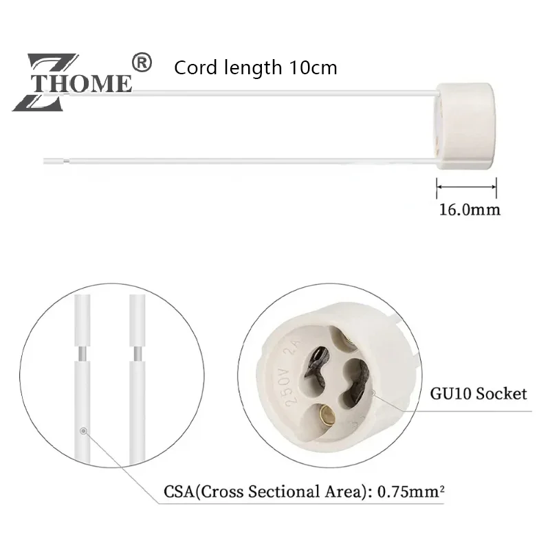 5pcs/Lot GU10 Lamp Base Ceramic Light Holder Socket Connector Adapter Wire For LED Bulb Stand Chandelier Halogen Leds Accessory