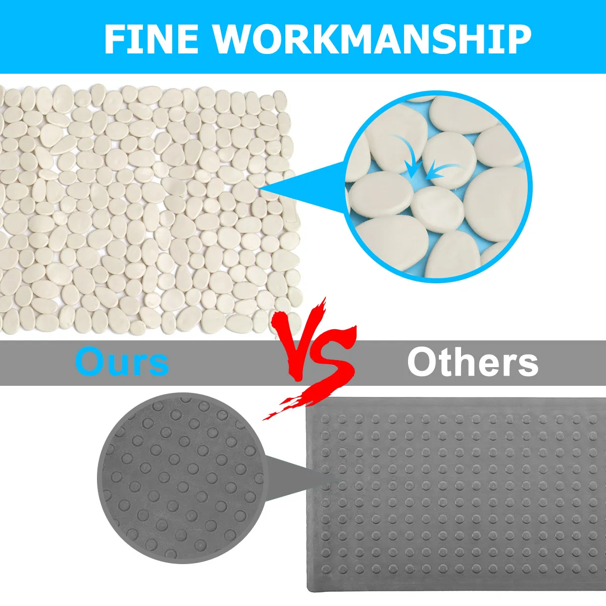 

Non Slip Bath Mat 35x70cm PVC Pebble Shower Mats Bathroom Anti Slip Pad Tub Suction Cups Skid Proof Easy Clean