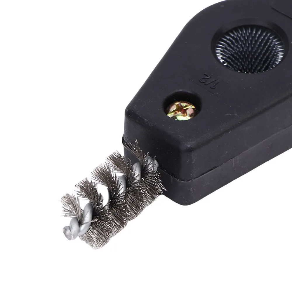 Powerful Steel Battery Cleaning Brush Reusable Deburring Battery Terminal Cleaner Ergonomic 4-in-1 Cleaning Tool Automotive