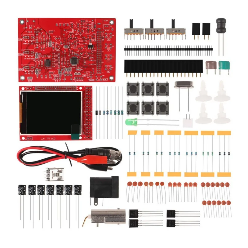 Full Assembled Digital Osciloscope 2.4 Inch TFT LCD Screen with Crocodile Probe Test Clamps, Acryliq Case