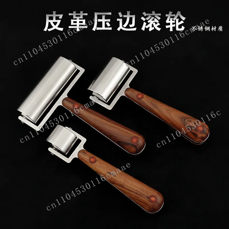 Leather Edge Press Roller, Stainless Steel Push Roller Handmade DIY Leather Fabric Glue Fit Roller Press Roller Double Bearing