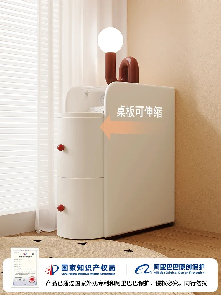 

Small bedside tables, extremely narrow bedrooms, home cream-style, mini storage, ultra-narrow bedside tables,