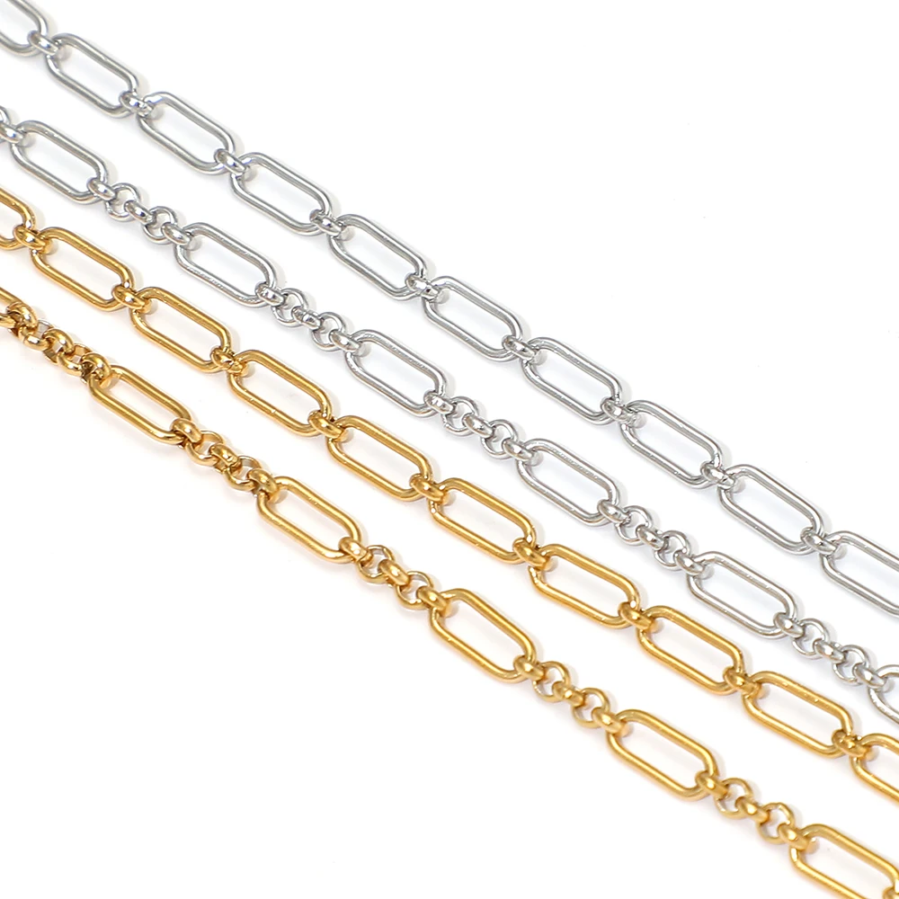 1 Meter Edelstahl-Ovalgliederkette, handgefertigte Ketten für DIY-Halsketten, Armbänder, Herrenschmuck, Ohrringe und Accessoires – Detail 3