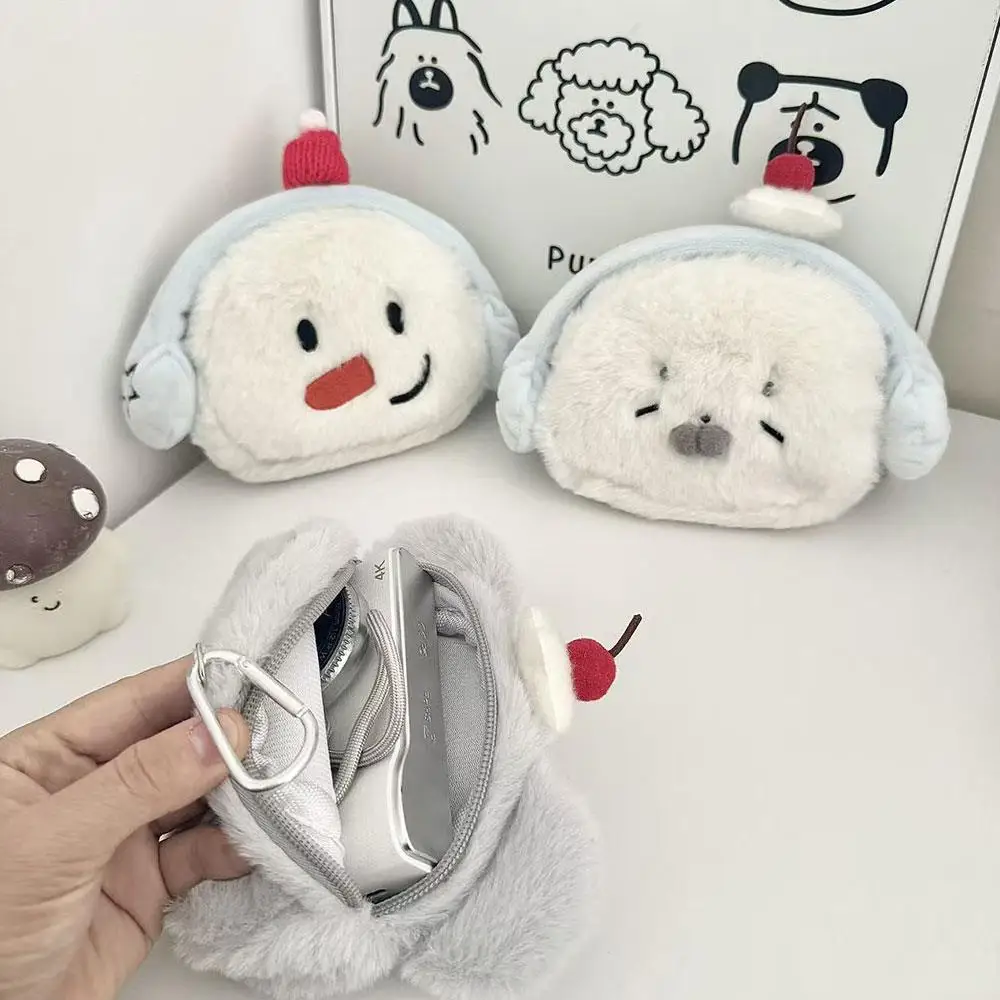 Coin Purse Bag Pendant Card Holder CCD Storage Bag Hanging Neck Card Bag Cartoon Snowman Seal Koala Shape Portable Earphone Case
