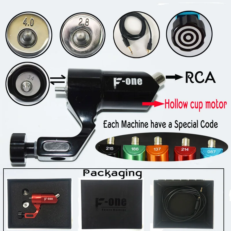 Tattoo Machine Hollow Cup Motor Rotary Tattoo Machine F-ONE Tatoo Gun RCA Shader Liner Alloy Machine For Body Art