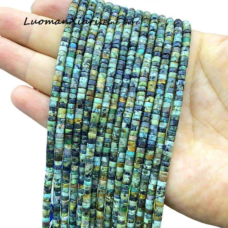 2x4MM Rondelle Natural Stone African Turquoise Loose Flat Round Spacer Beads for Jewelry Making Diy Bracelet Charms Accessories