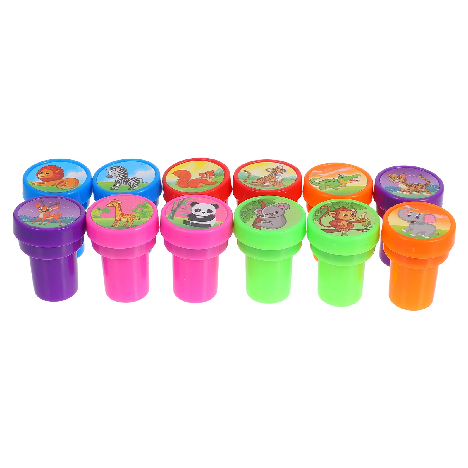 

12 Pcs Puzzle Cartoon Animal Seal Child Plastic Stamper Markers for Kids Washable