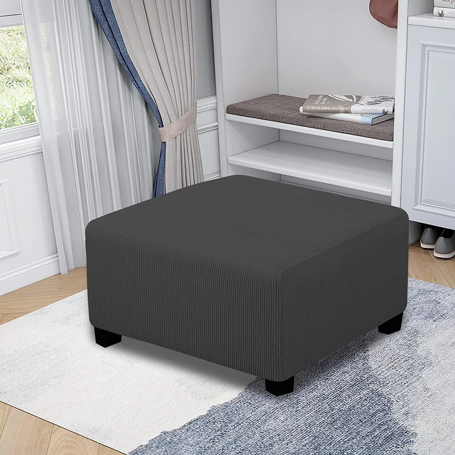 Sturdy, Customized Square Jacquard Stretch Footrest Ottoman Cover - Durable Slipcover to Protect Your Folding Stool Rubber pad