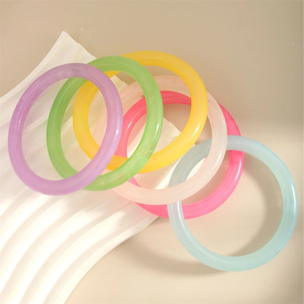 New 8mm Round Candy Colored Acrylic Versatile Bangle Bracelet with Simple Girl\'s Jingle Bracelet Buying A Pair Is Even Better