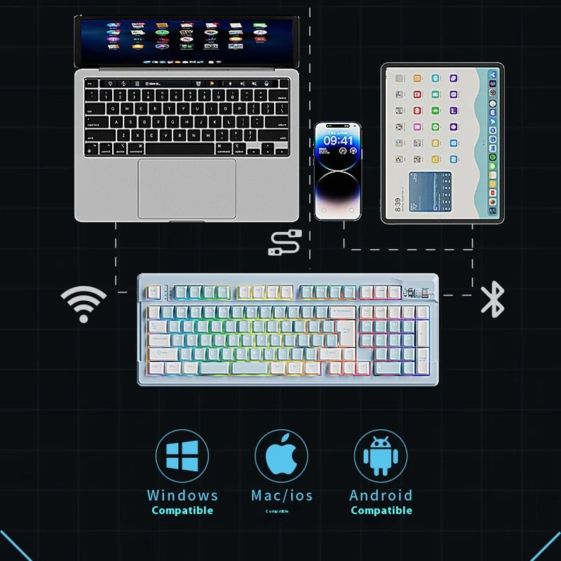 X99 Yulong Customized Wired, Wireless, Bluetooth, Three-Mode Mechanical Keyboard, Full-Key Hot-Swappable Gaming Keyboard