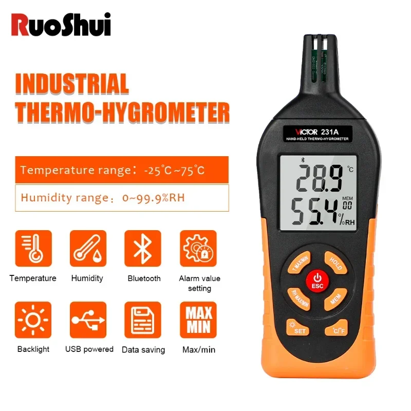RuoShui 231 thermo-hygromètre portatif nouveau dans Mini mesure d'humidité et de température ambiante de qualité industrielle de haute précision