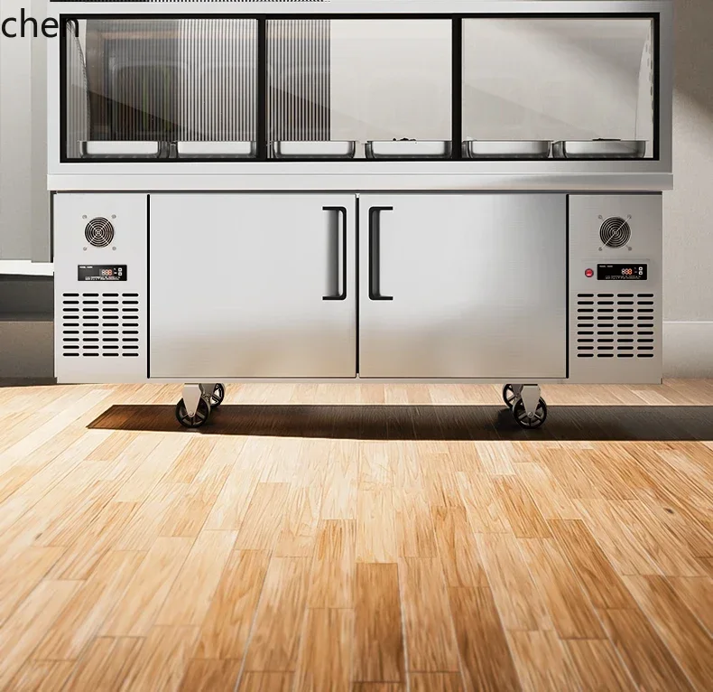 Vitrina de mantenimiento fresco de carne estofada con cuello de pato, refrigerador para barbacoa de verduras frías, congelador de vidrio de doble temperatura