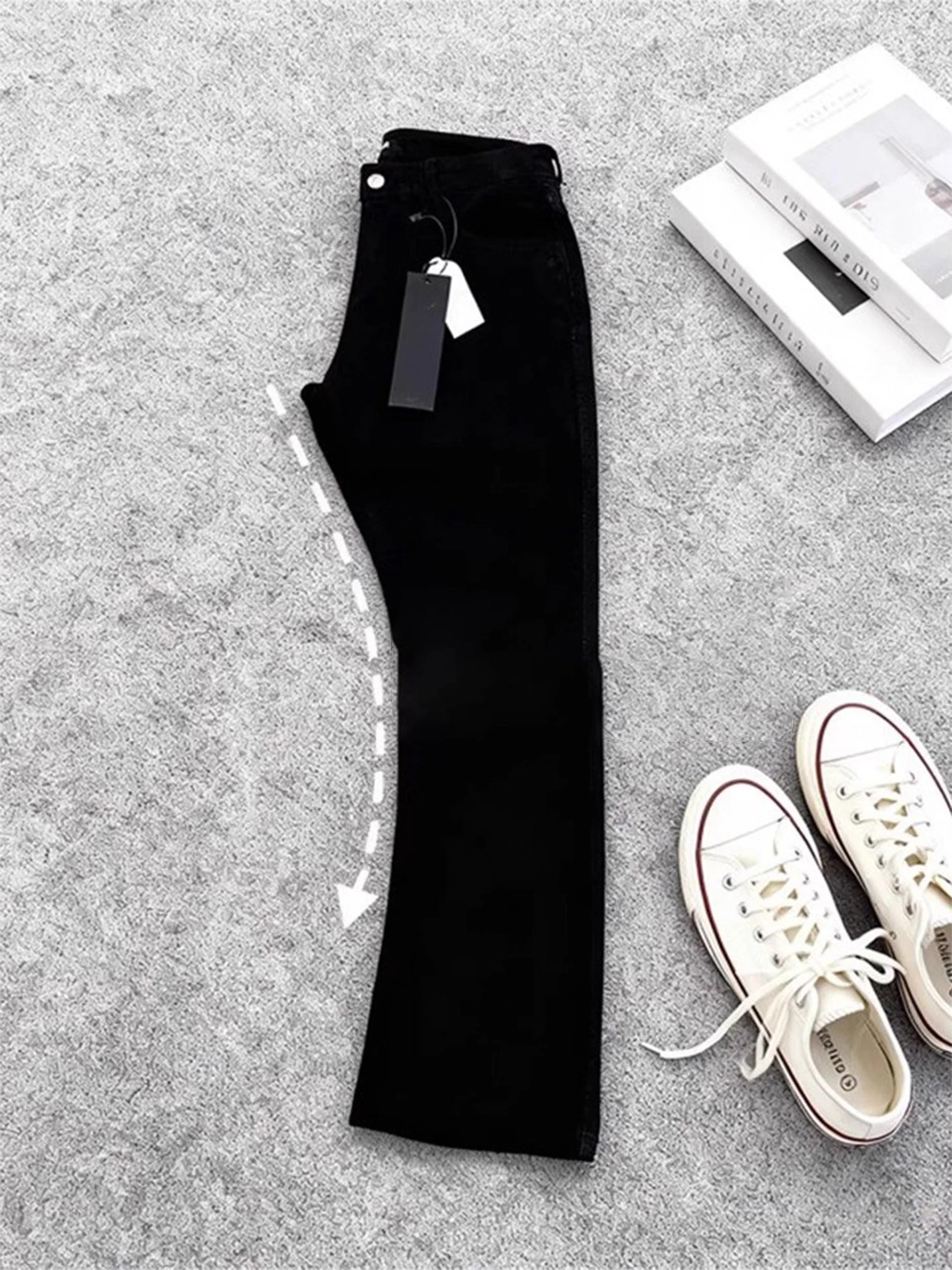 

High Waist Straight Leg Fce Lined Bla Denim Jeans Men's Autumn Winter Slimming Cleanfit Bootcut Pants Casual Sle